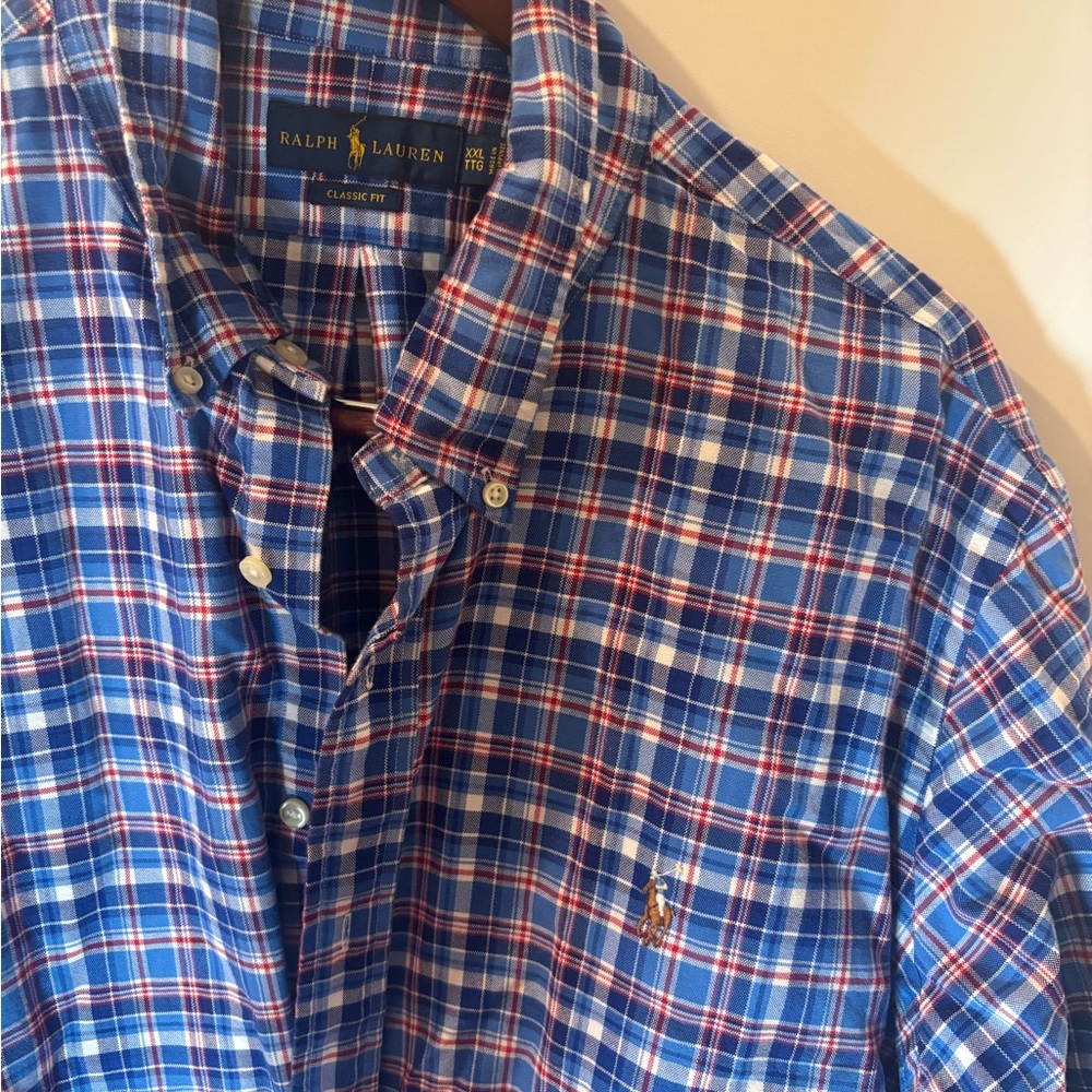 Ralph Lauren Blue and Red Casual Button Down Shirt
